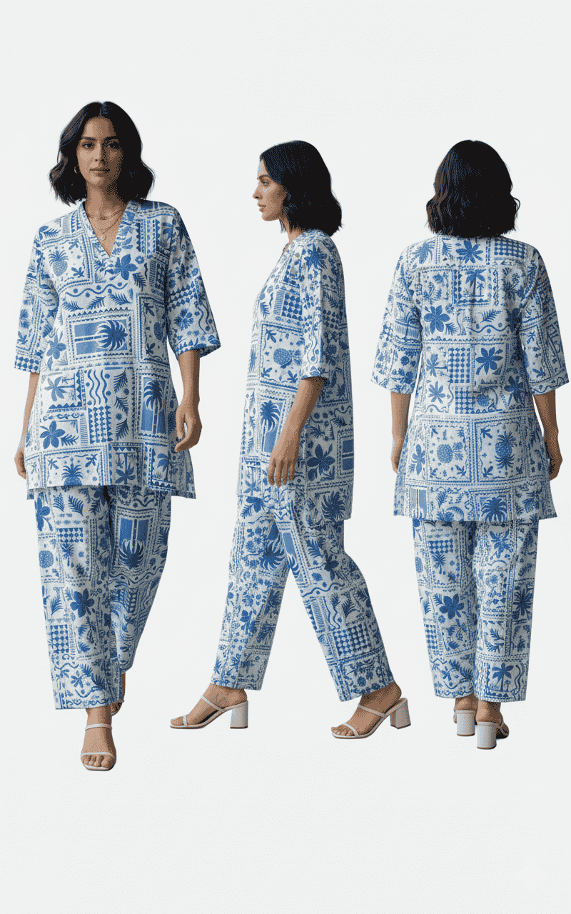 Women's bold tropical and geometric print co-ord set