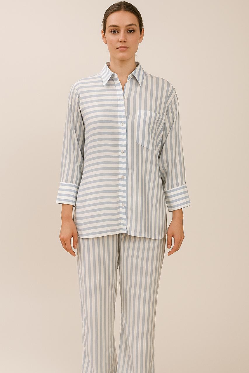 Women's bluwht stripes co-ord set