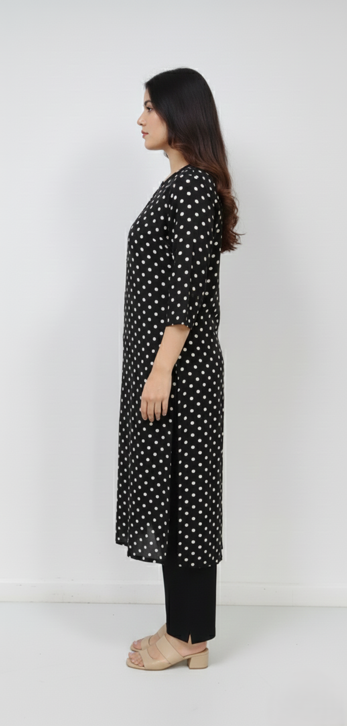 Black & White Polka Dot Kurti