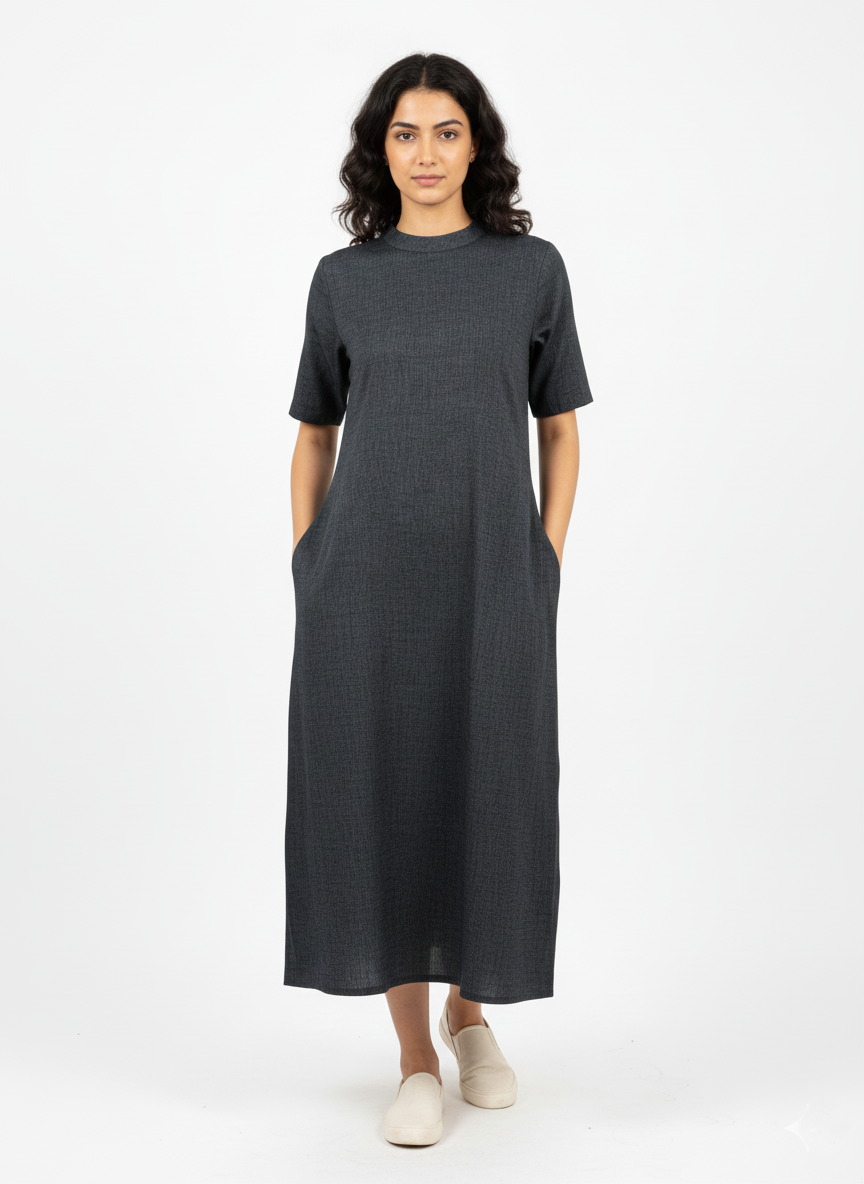 Dark Grey/Charcoal Cotton Maxi Dress