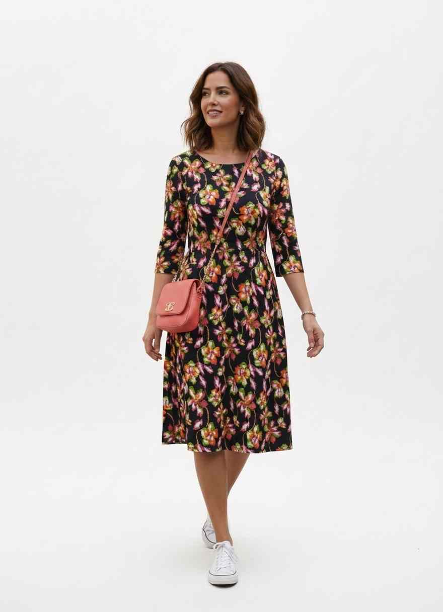 Black Multicolored Floral Dress