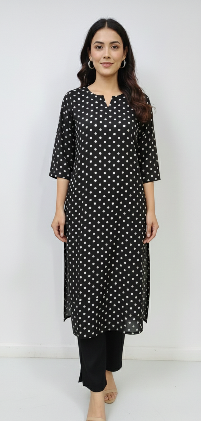 Black & White Polka Dot Kurti