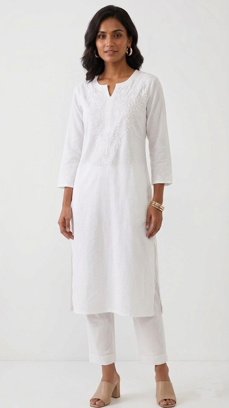Timeless Ivory Embroidered Kurti