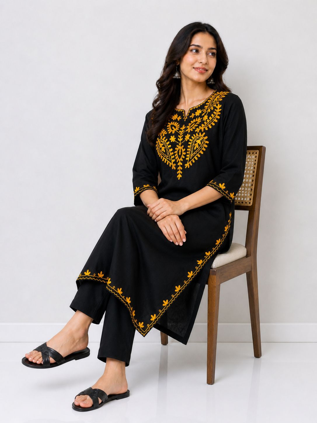 Timeless Ivory / Black Embroidered Kurti - Image 8
