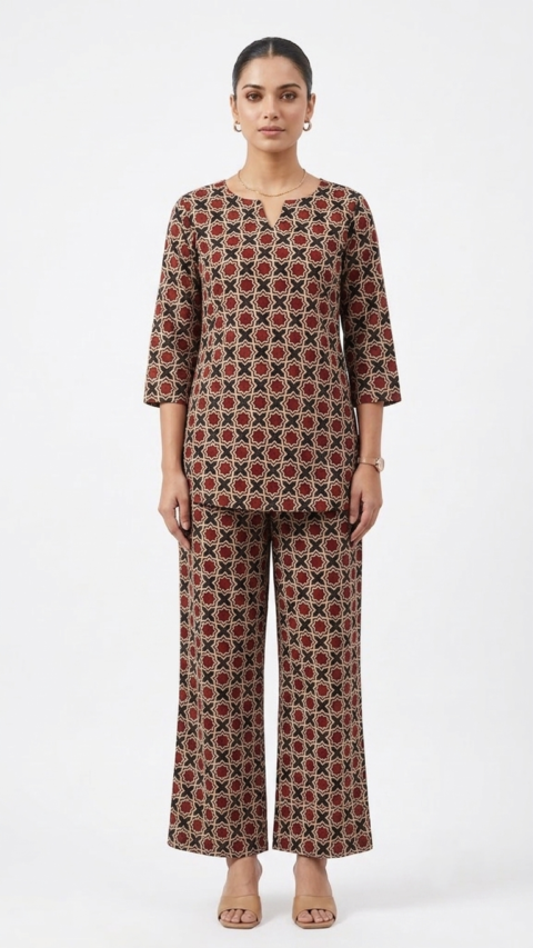 Elegant Geometric Print Co-ord Set