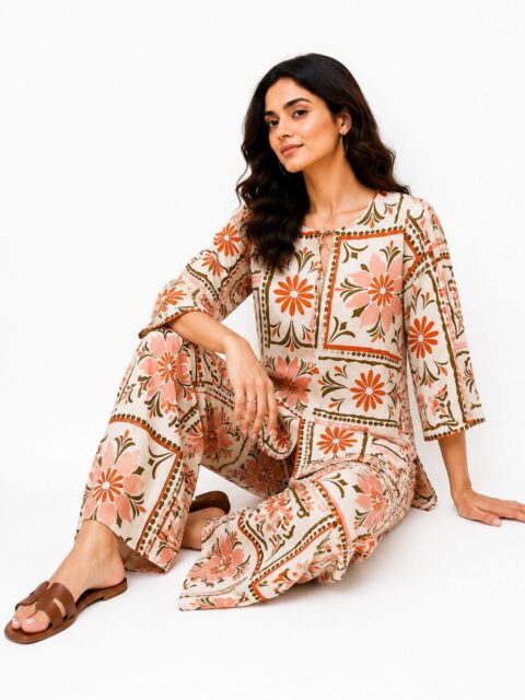 Breezy Boho: Floral Rayon Print Co-ord Set - Image 3