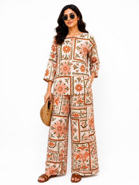 Breezy Boho: Floral Rayon Print Co-ord Set - Image 4