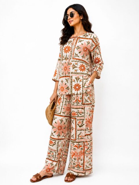 Breezy Boho: Floral Rayon Print Co-ord Set - Image 5