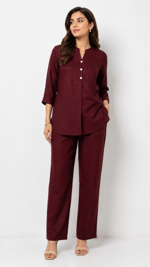Effortless Elegance: The Maroon Rayon Co-Ord Set