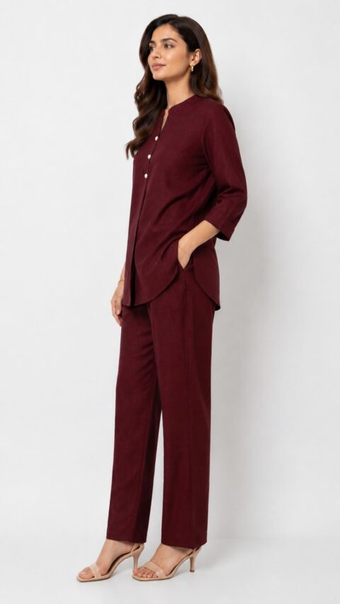 Effortless Elegance: The Maroon Rayon Co-Ord Set - Image 4