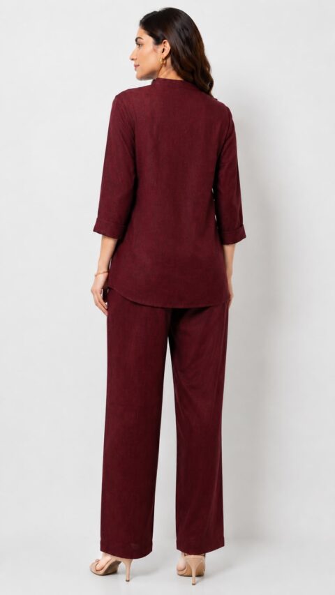 Effortless Elegance: The Maroon Rayon Co-Ord Set