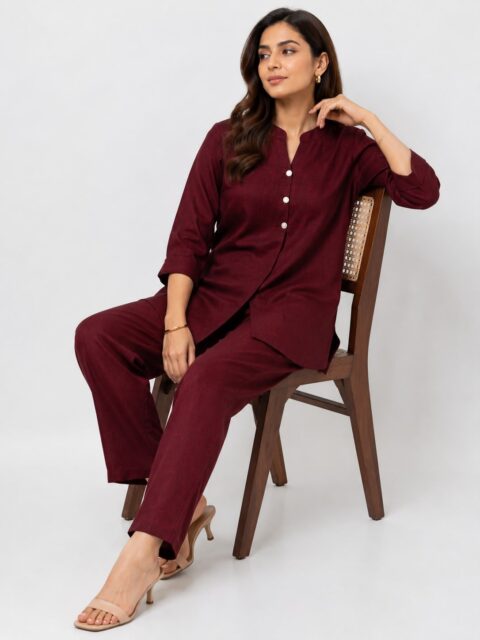 Effortless Elegance: The Maroon Rayon Co-Ord Set - Image 5