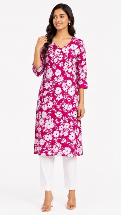 The Everyday Floral Rayon Kurta - Image 8