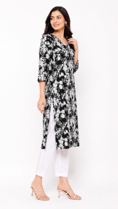 The Everyday Floral Rayon Kurta - Image 3
